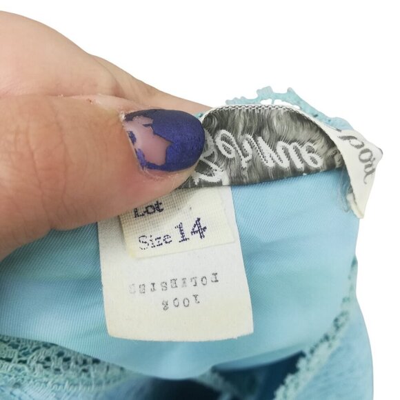 Vintage Bernie Bee Sport 70s Blue Lace Formal Party Dress Set Cape Size 14 M - Picture 5 of 16